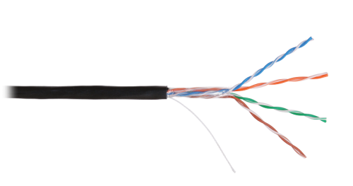 Кабель NIKOLAN U/UTP 4 пары, Кат.5e (Класс D), тест по ISO/IEC, 100МГц, одножильный, BC (чистая медь), 24AWG (0,49мм), внешний, PE до -60С, черный, 305м - гарантия: 1 год | код NKL 2600B-BK | NIKOLAN