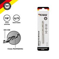 Сверло по металлу 5.0х86х52 мм HSS DIN 338 | код. KR-91-0564 | Kranz