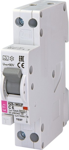 Диффер. автоматический выключатель KZS 1M SUP C 6/0,01 тип A (6kA) (верхн.подкл.) | код 002175851 | ETI