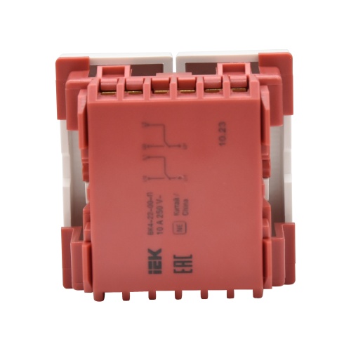 Выключатель проходной (переключатель) двухклавишный ВК4-22-00-П (на 2 модуля) ПРАЙМЕР белый | код CKK-40D-PD2-K01 | IEK фото 2