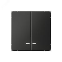 Выключатель 2-кл. ArtGallery (сх. 5а) 10AX с подсветкой механизм базальт | код GAL001453 | Systeme Electric