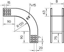 Секция угловая 90° внешняя, h=60 мм, B=100 мм, FT | код 7007056 | OBO Bettermann