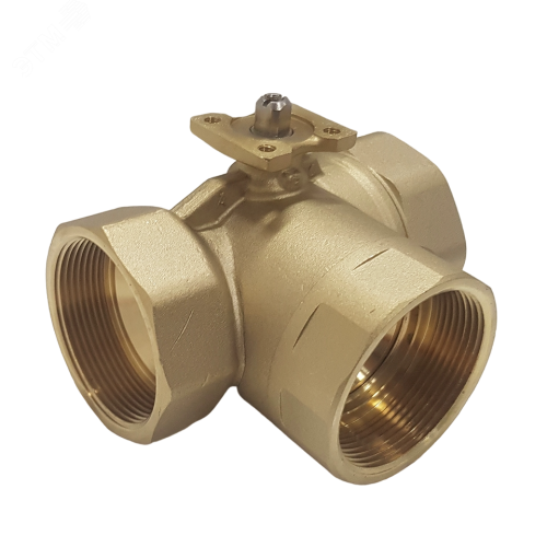 Кран шаровый трехходовой латунный под привод DN50, G 2, КVS 40,0 | код 3050A | Techno