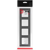 Рамка для розеток и выключателей Серия 12 12-5204-12 на 4 поста, Классик, графит | код Б0067791 | ЭРА