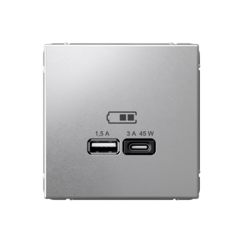 ARTGALLERY USB РОЗЕТКА A + тип-C 45Вт высокоскор.заряд. QC, PD, механизм, АЛЮМИНИЙ | код GAL000329 | Systeme Electric