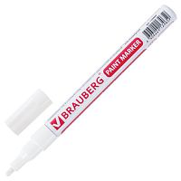 Маркер-краска лаковый (paint marker) 2 мм, БЕЛЫЙ, БЕЗ КСИЛОЛА (без запаха), алюминий, BRAUBERG PROFESSIONAL, 150869 | код 150869| BRAUBERG