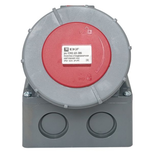 Розетка стационарная наружная 1342 3Р+РЕ 63А 380В IP67 PROxima | код ps-1342-63-380 | EKF фото 3