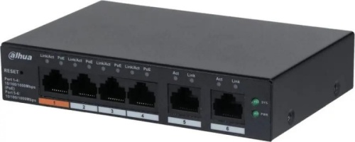 Коммутатор Dahua DH-CS4006-4GT-60 (L2) 4x1Гбит/с 2xКомбо(1000BASE-T/SFP) 60W управляемый | код 2030647 | Dahua