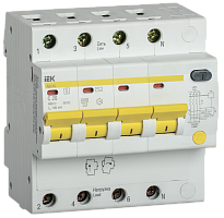 Выключатель автоматический дифференциальный АД14S 4п 20А C 100мА тип AC (5 мод) | код. MAD13-4-020-C-100 | IEK 