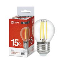 Лампа светодиодная LED-ШАР-deco 15Вт 230В Е27 4000К 1435Лм прозрачная IN HOME | код 4690612055985 | IN HOME