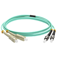 Патч-корд оптический LANMASTER, дуплексный, SC/PC-ST/PC, OM3, LSZH, 1.5 м | код LAN-2SC-2ST/OM3-1.5 | LANMASTER