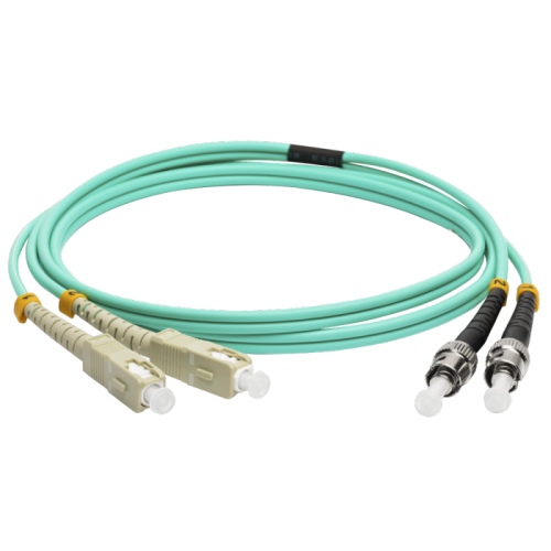 Патч-корд оптический LANMASTER, дуплексный, SC/PC-ST/PC, OM3, LSZH, 1.5 м | код LAN-2SC-2ST/OM3-1.5 | LANMASTER
