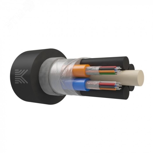 Кабель оптический подвесной самонесущий. многомодульный. армированный стеклонитями. G.652.D. 16 волокон. нг(А)-HF. 7кН | код КОС-ОКС-16(2х8)G.652.D-нг(А)HFД/Н 7 | KOSCAB