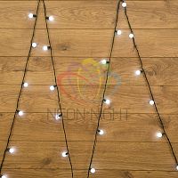 Гирлянда "Шарики" 5м d25мм 25LED бел. провод темно-зел. ПВХ без контроллера | код 303-555 | Neon-Night
