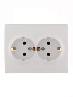 KARINA Розетка двойная с/з керамика белая (10шт/120шт) | код 707-0200-127 | Lezard