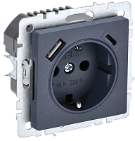 BRITE Роз. с з/к/ш 16А с USB A+C 18Вт РЮш11-1-БрМ мар. IEK | код BR-R14-16-U22-018-K35 | IEK