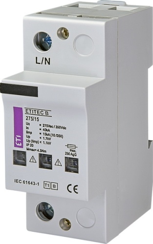 Ограничитель перенапряжения ETITEC B 275/15 (1+0) 2p | код 002441410 | ETI