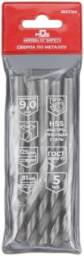 Сверла по металлу HSS, угол заточки 118град, 9,0X125 мм, (5 шт.) | код 35573М | FIT фото 3