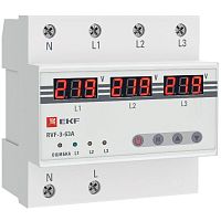 Реле выбора фаз с дисплеем RVF-3-63А PROxima | код RVF-3-63a | EKF