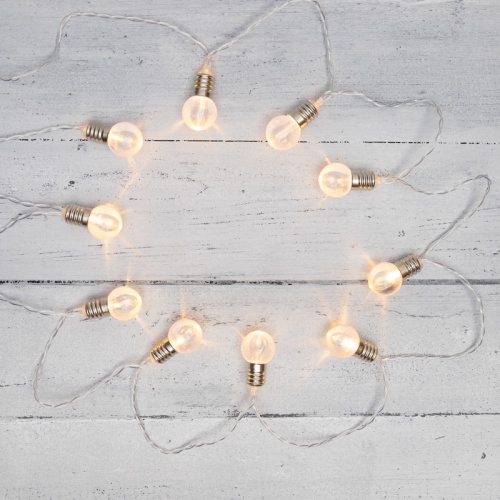 Гирлянда светодиодная Лампочки 10 LED, 1.5 м, прозрачный ПВХ, теплый белый цвет свечения, 2 х АА (батарейки не в комплекте) NEON-NIGHT | код 304-015 | NEON-NIGHT
