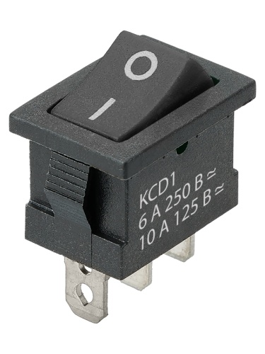 KCD1-102 250В AC/DC, 1P, 6А, (3с), ON-ON, черный, Mini TDM | код SQ0746-0139 | TDM
