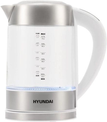 Чайник электрический Hyundai HYK-S5807 1.7л. 2200Вт белый/серебристый корпус: стекло/металл | код 1722515 | HYUNDAI