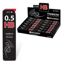 Грифели запасные BRAUBERG, КОМПЛЕКТ 20 шт., Black Jack Hi-Polymer, НВ, 0,5 мм, 180447 | код 180447 | BRAUBERG