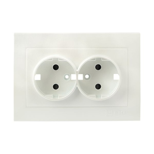 Валенсия лицевая панель розетки 2-местной с/з 16А жемчуг с защ, штор, PROxima | код ESR16-L-128-50 | EKF фото 3