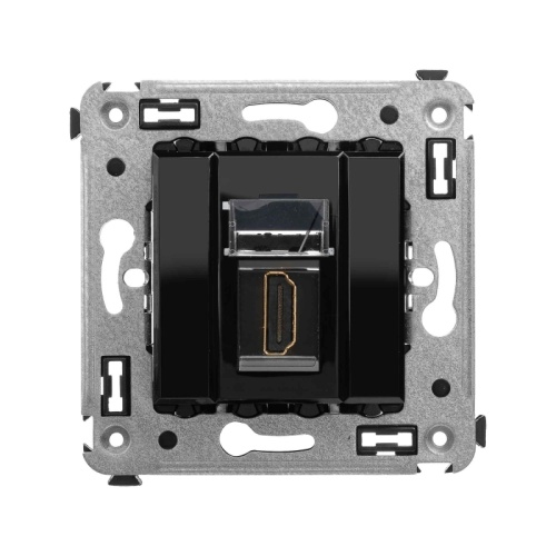HDMI розетка одинарная в стену, тип А-А, Avanti, Черный квадрат | код 4402253 | DKC