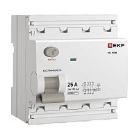 Выключатель дифференциального тока ВД-100N 4P 25А 100мА тип AC эл-мех 6кА PROXIMA EKF | код E1046M25100 | EKF