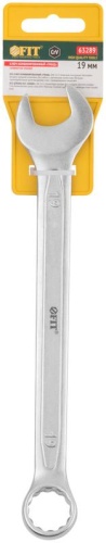 Ключ комбинированный усиленный ''Гранд'', CrV, холодный штамп 19 мм | код 63289 | FIT фото 3 Ключ комбинированный усиленный ''Гранд'', CrV, холодный штамп 19 мм | код 63289 | FIT фото 3