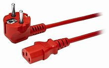 Шнур питания C13-Schuko угловая, 3х0.75, 220В, 10А, красный, 3 метра | код LAN-PP13/SHA-3.0-RD | LANMASTER