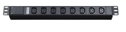Блок розеток для 19 шкафов горизонтальный 8 x IEC 320 C13 (10A) 230 В кабель питания 3х1мм2 длина 2.5 м с вилкой IEC 320 C14 482.6 мм x 44.4 мм x 44.4 мм (ДхШхВ), Hyperline SHT19-8IEC-2.5IEC | код 26413 | Hyperline