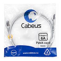 Cabeus PC-UTP-RJ45-Cat.6a-5m-LSZH Патч-корд U/UTP, категория 6а (10G), 2xRJ45/8p8c, неэкранированный, серый, LSZH, 5м | код 7898c | Cabeus