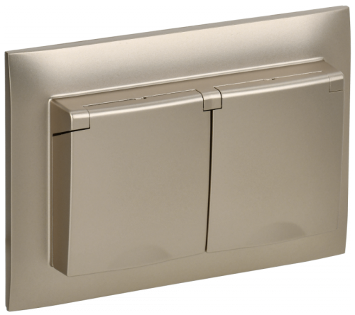 SKANDY Роз. 2-я с кр. 16А в сб IP44 SK-R12Sh шамп. IEK | код SK-R26-16-44-K37-F | IEK