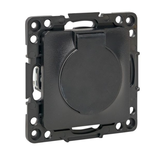 Стокгольм Механизм Розетки 1-местной с/з 16А черный с крышкой и защ, штор, IP44 PROxima | код EZR16-028-10-44 | EKF фото 5