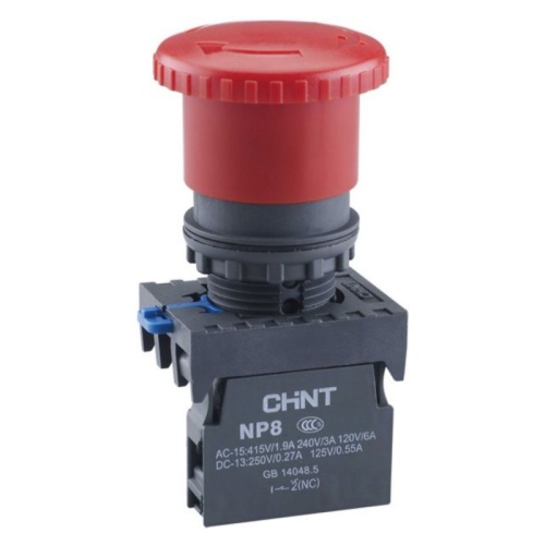 Кнопка упр. Грибок ?30мм NP8-11ZS/34 фикс., красн., 1НО+1НЗ, IP65 (R) | код 667854 | CHINT