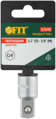 Переходник для воротка CrV Профи 1/2'' (П) - 3/8'' (М) | код 62648 | FIT фото 3 Переходник для воротка CrV Профи 1/2'' (П) - 3/8'' (М) | код 62648 | FIT фото 3