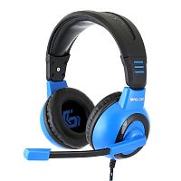 Гарнитура игровая Gembird MHS-G50, черный/синий, регулировка громкости, отключение микрофона, кабель тканевый 2.5м | код MHS-G50 | Gembird