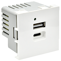 PRIMER РКЮ-25-40-П Розетка USB A+C 4,2А (2 мод.) бел. IEK | код PR-KK40D-RU-0-2-AC-K01 | IEK