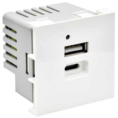 PRIMER РКЮ-25-40-П Розетка USB A+C 4,2А (2 мод.) бел. IEK | код PR-KK40D-RU-0-2-AC-K01 | IEK
