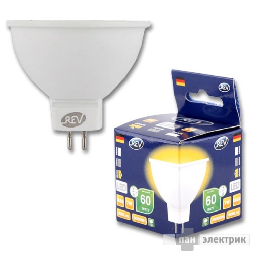 Лампа светодиодная LED MR16 GU5.3 7Вт 600Лм 3000K теплый свет REV Ritter | код 32324 2 | REV Ritter