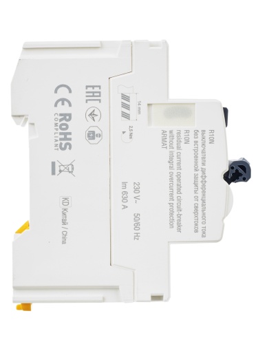 ARMAT Выключатель дифференциального тока R10N 2P 63А 30мА тип A | код AR-R10N-2-063A030 | IEK фото 4