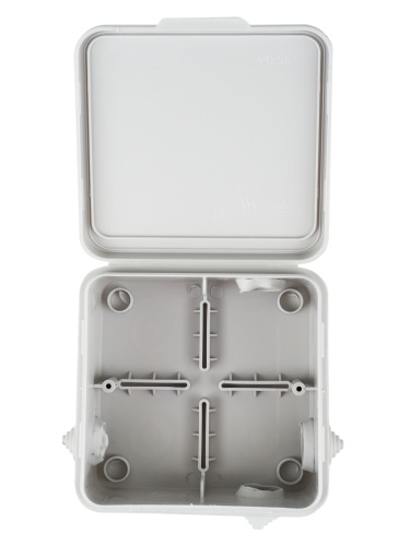 Коробка распаячная КМ41256 для открытой проводки с откидной крышкой 100х100х50мм IP54 (RAL 7035, 8 гермовводов) | код UKO31-100-100-050-K03-54 | IEK фото 2