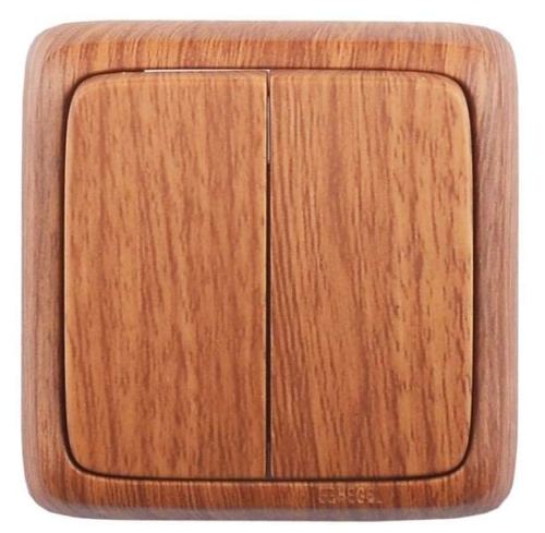 Выключатель двухклавишный наружный с изоляционной пластиной дуб 10А | код ВА10-153-05 | HEGEL Выключатель двухклавишный наружный с изоляционной пластиной дуб 10А | код ВА10-153-05 | HEGEL