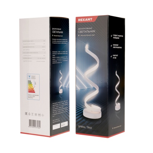 Светильник декоративный Spiral Trio, LED, 2Вт, 3000К, 5В, белый REXANT | код 609-028 | REXANT