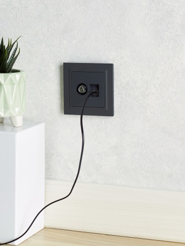 BRITE Розетка двойная TV+RJ45 кат.5E РТВ/РК12-БрГ графит | код BR-AK20-1-K53 | IEK фото 3