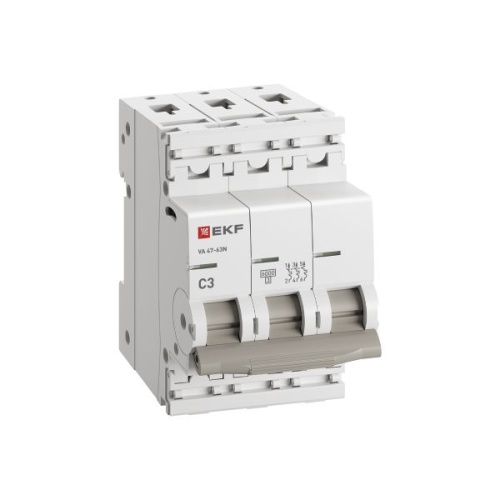 Автоматический выключатель 3P 3А (C) 6кА ВА 47-63N EKF PROxima | код M636303C | EKF фото 3