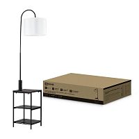 Светильник напольный под лампу этажерка ТНО 08КВ-Е27USB-WB USB-C белый абажур, черный корпус IN HOME | код 4690612060392 | IN HOME