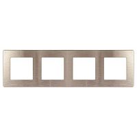 Рамка для розеток и выключателей Серия 12 12-5104-04 на 4 поста, Сатин, шампань | код Б0052532 | ЭРА